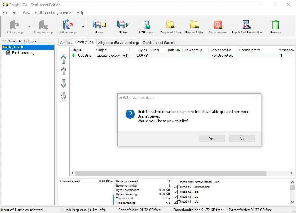 Screenshot der Suche im GrabIt-Newsreader